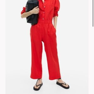 H&M red Linen ankle-length pants